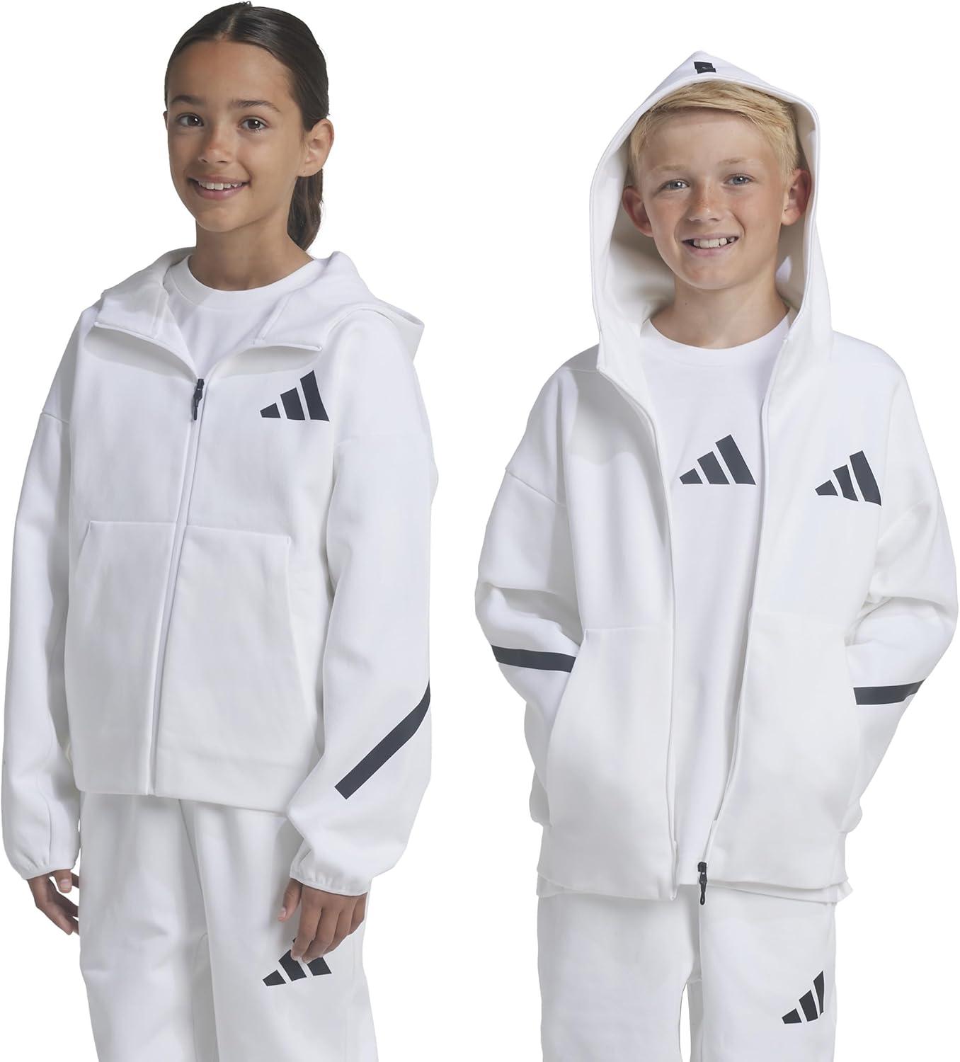 imageadidas Kids Zne Full Zip HoodieWhiteBlack