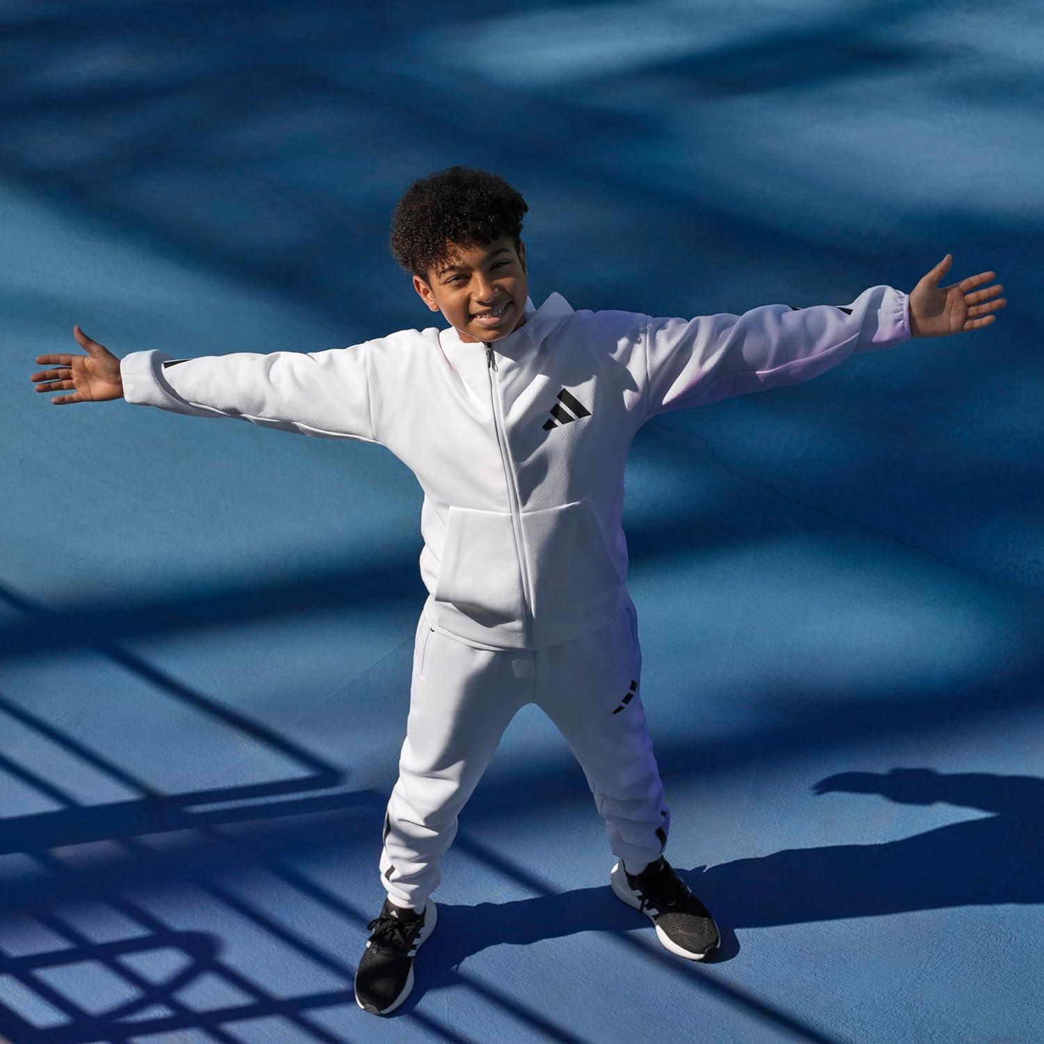 imageadidas Kids Zne Full Zip HoodieWhiteBlack