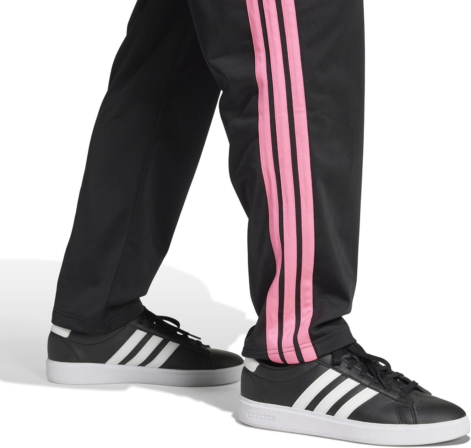 imageadidas Mens 3Stripes Tricot Open Hem Track PantsBlackPure Ruby