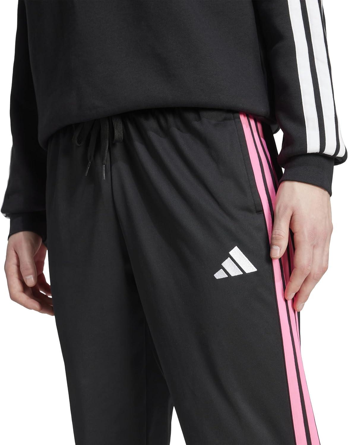 imageadidas Mens 3Stripes Tricot Open Hem Track PantsBlackPure Ruby