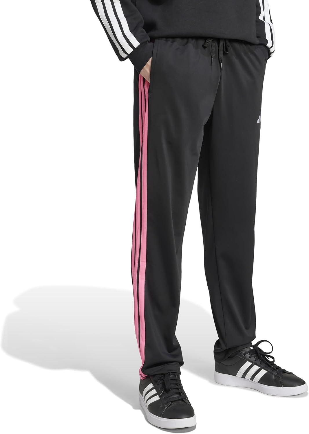 imageadidas Mens 3Stripes Tricot Open Hem Track PantsBlackPure Ruby