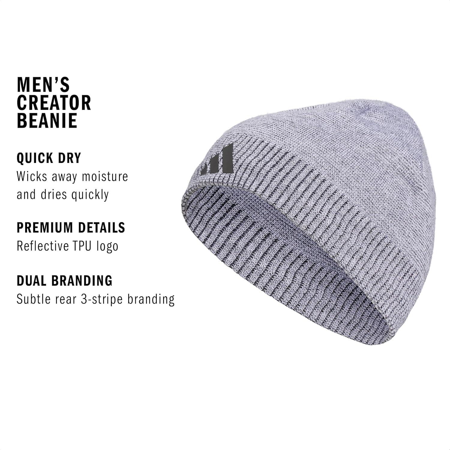 imageadidas Mens Creator Beanie Standard Fit Knit Winter Skull CapWhiteBlack
