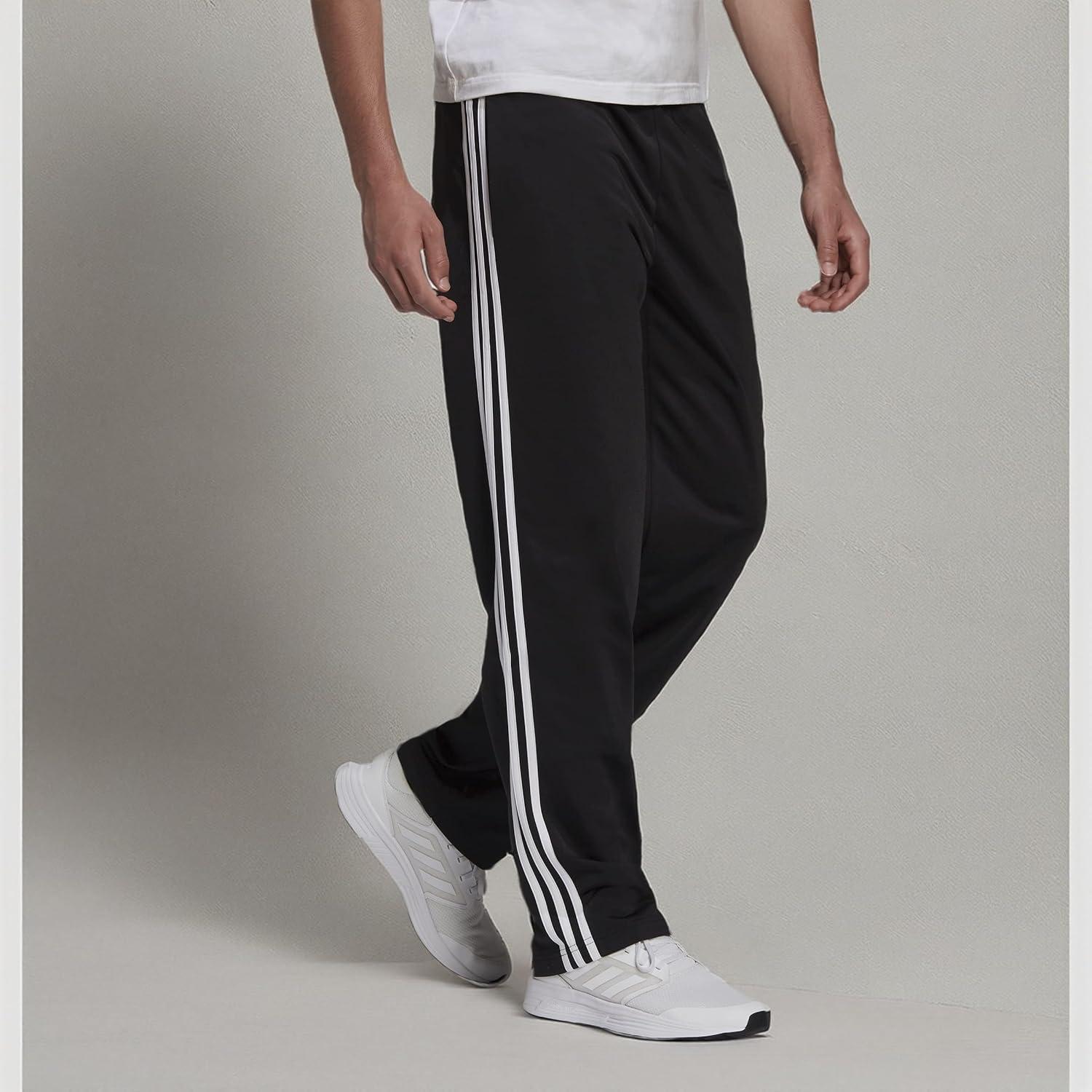 imageadidas Mens Essentials Warmup Open Hem 3stripes Tracksuit BottomsBlackWhite