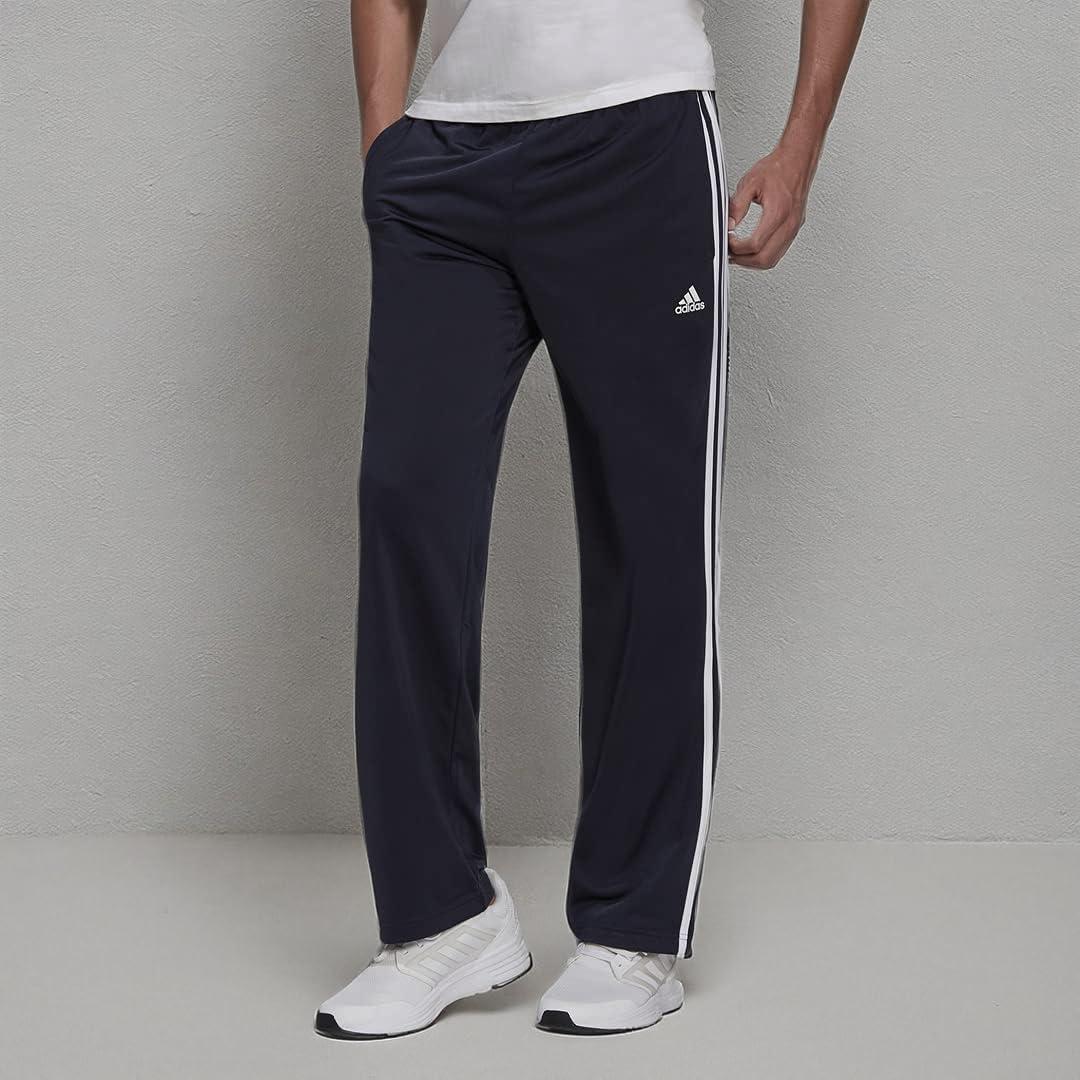 imageadidas Mens Essentials Warmup Open Hem 3stripes Tracksuit BottomsLegend InkWhite