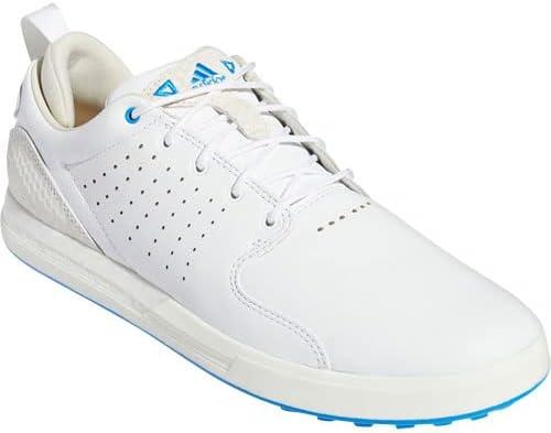 imageadidas Mens Flopshot Spikeless Golf ShoesFootwear WhiteGold MetallicBlue Rush