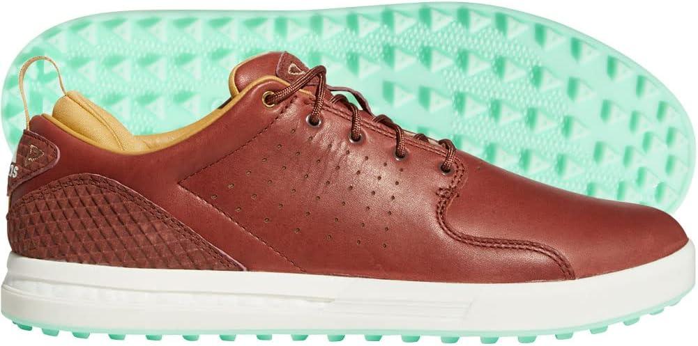 imageadidas Mens Flopshot Spikeless Golf ShoesTan BrownGolden BeigePulse Mint