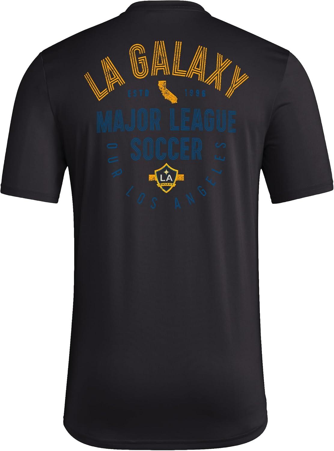 imageadidas Mens La Galaxy MLS Short Sleeve TShirtBlack Small Logo