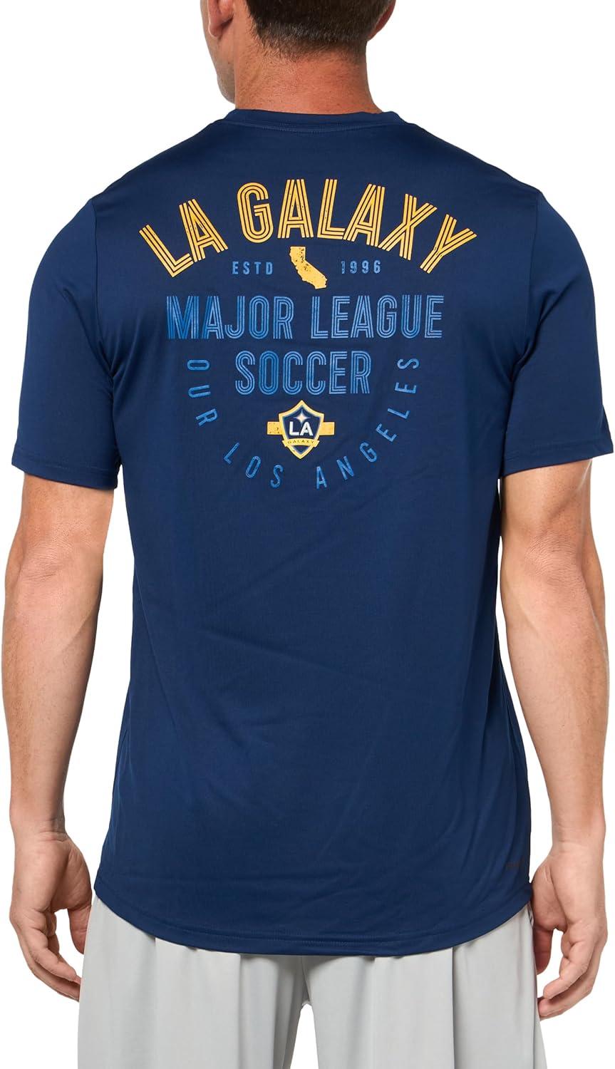 imageadidas Mens La Galaxy MLS Short Sleeve TShirtBlue Small Logo