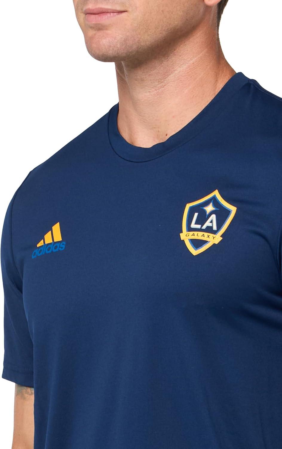imageadidas Mens La Galaxy MLS Short Sleeve TShirtBlue Small Logo