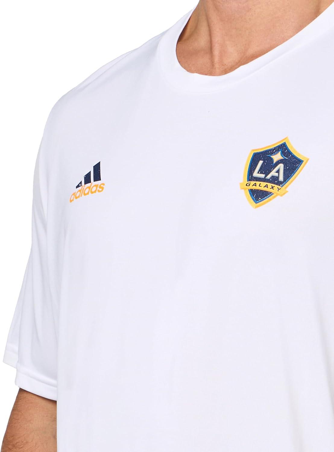 imageadidas Mens La Galaxy MLS Short Sleeve TShirtWhite Small Logo