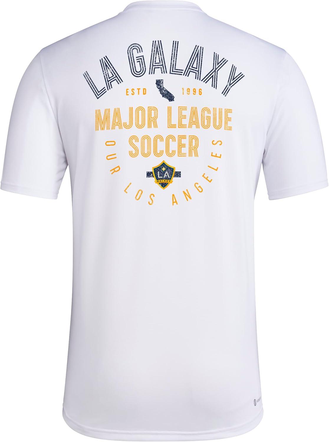 imageadidas Mens La Galaxy MLS Short Sleeve TShirtWhite Small Logo