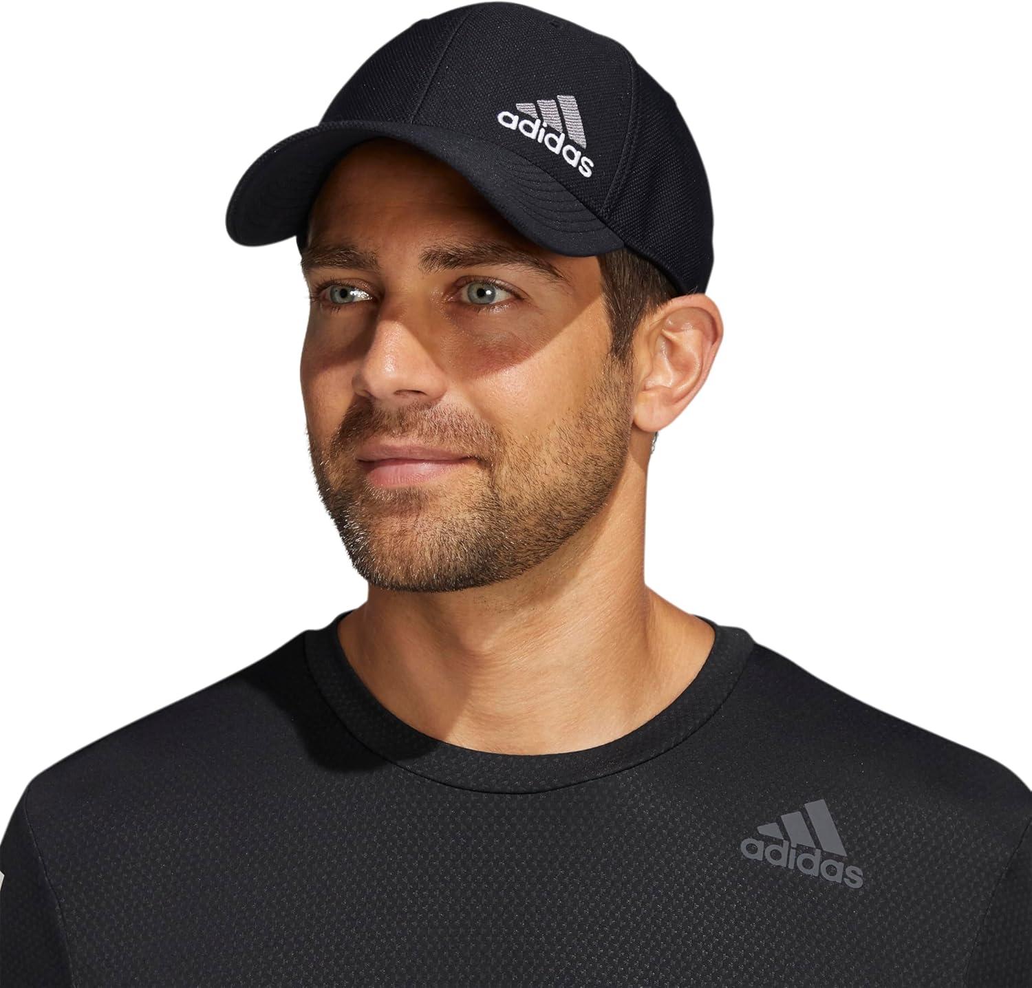 imageadidas Mens Release 3 Structured Stretch Fit CapBlackWhiteGrey