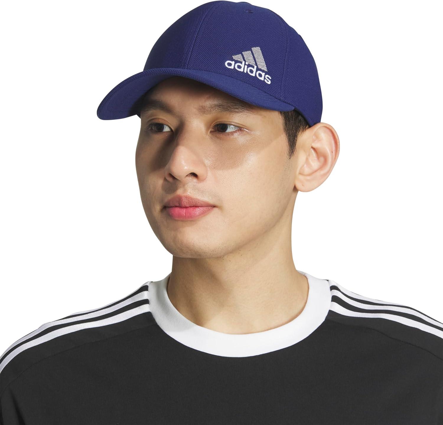 imageadidas Mens Release 3 Structured Stretch Fit CapDark BlueGreyWhite