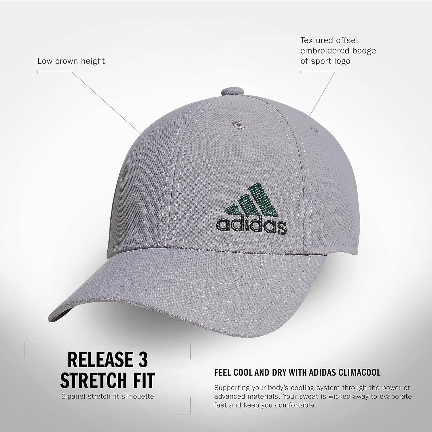 imageadidas Mens Release 3 Structured Stretch Fit CapGreyBlackCollegiate Green