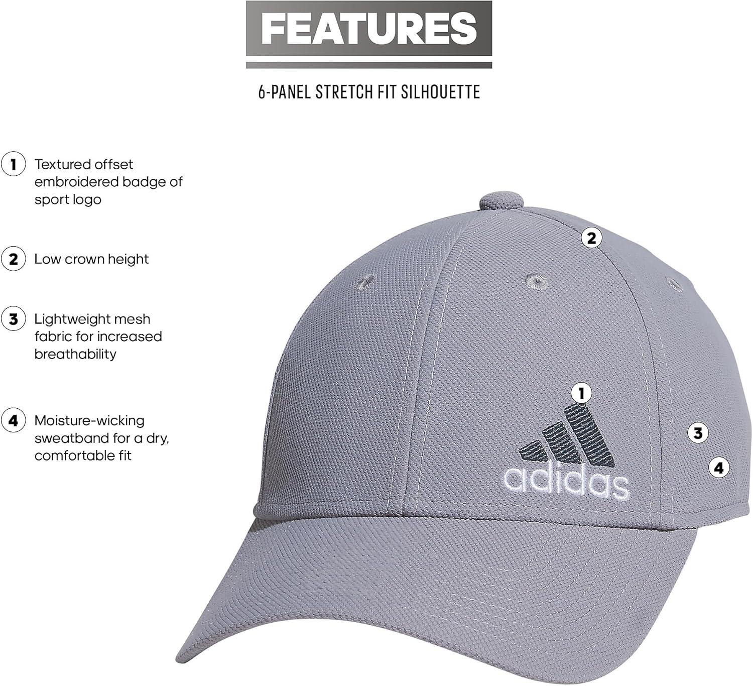 imageadidas Mens Release 3 Structured Stretch Fit CapGreyWhitePreloved Ink Blue