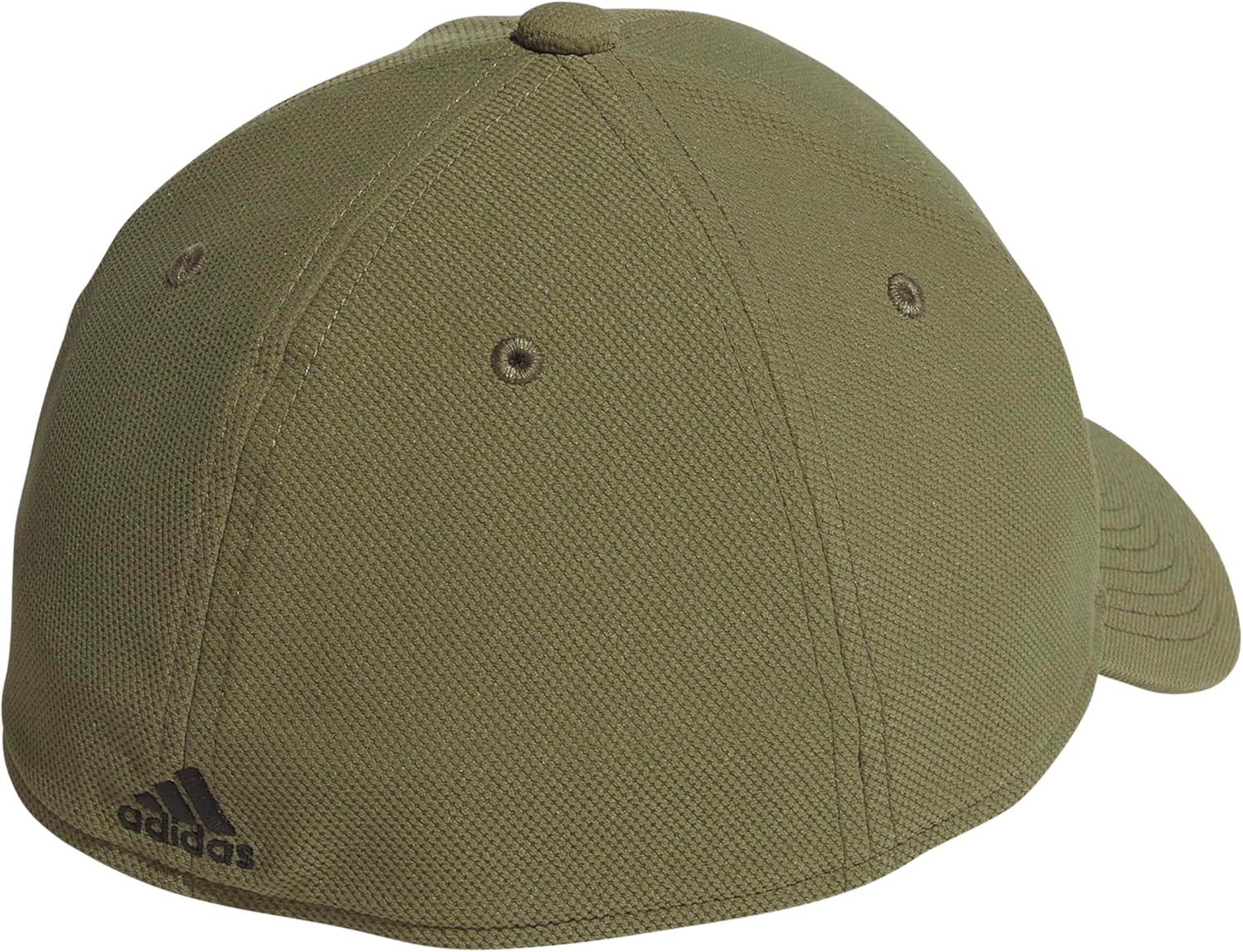 imageadidas Mens Release 3 Structured Stretch Fit CapOlive Strata GreenBlackWhite