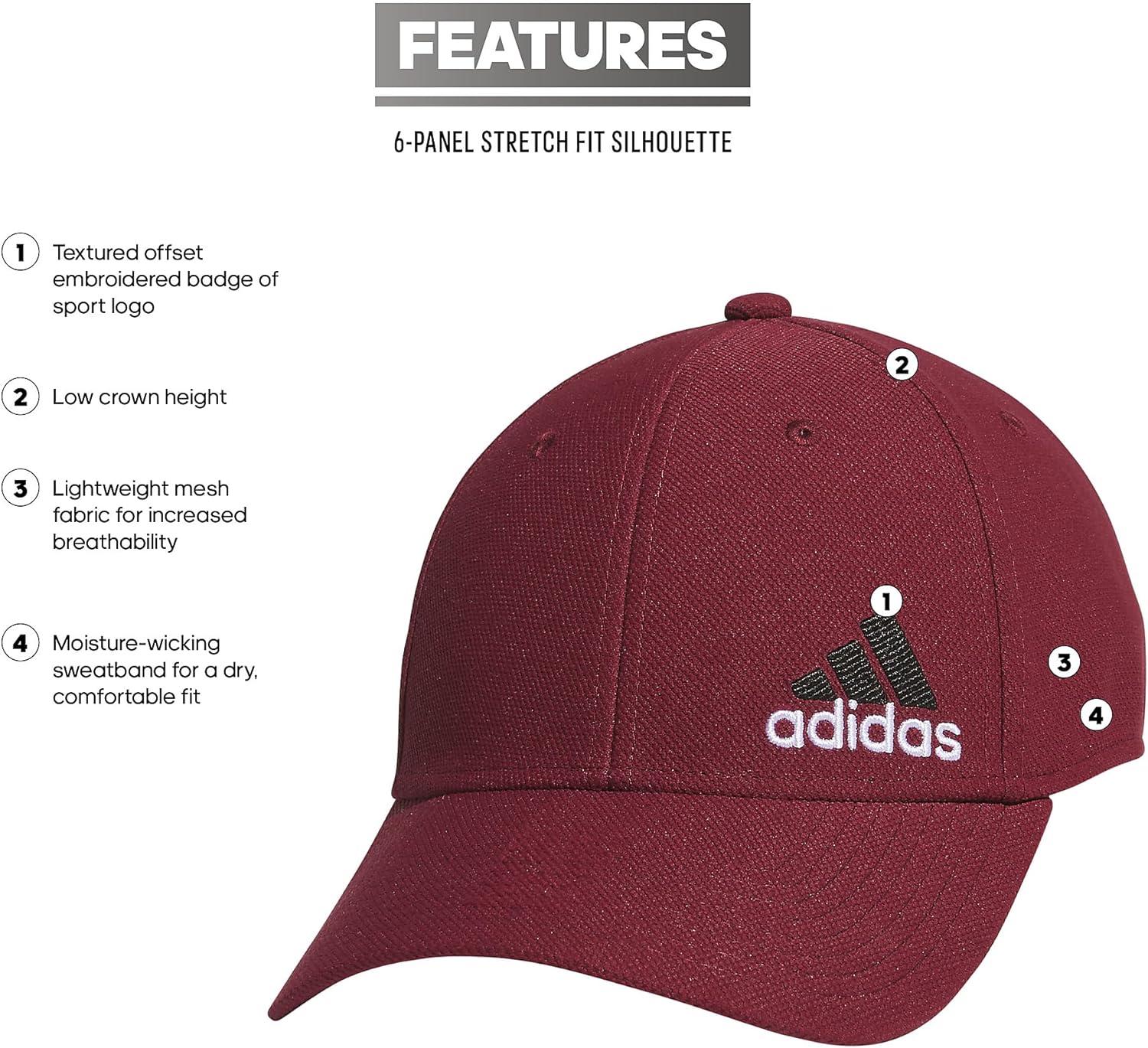 imageadidas Mens Release 3 Structured Stretch Fit CapShadow RedBlackWhite