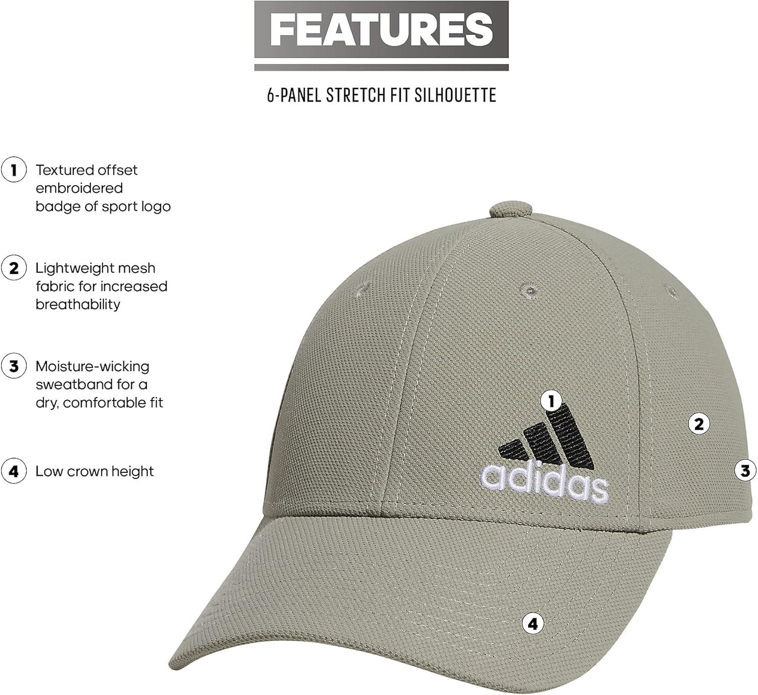 imageadidas Mens Release 3 Structured Stretch Fit CapSilver Pebble GreyBlackWhite