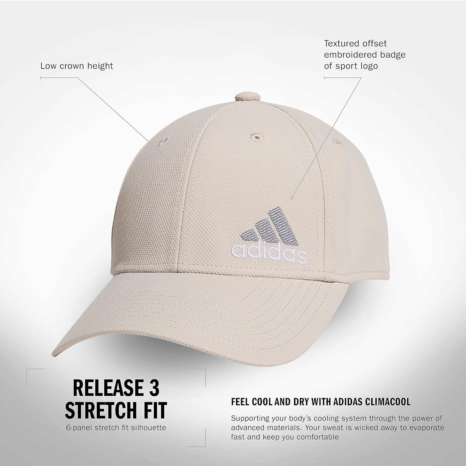 imageadidas Mens Release 3 Structured Stretch Fit CapWonder BeigeWhiteGrey