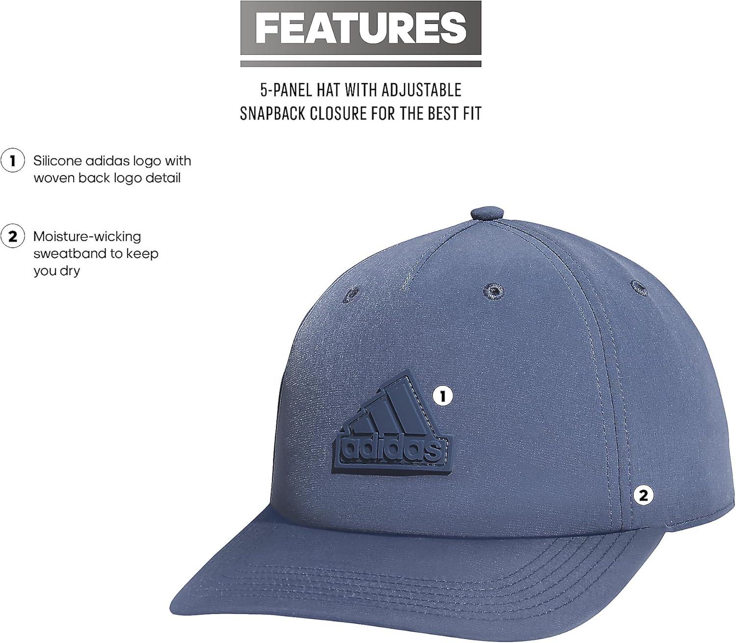 imageadidas Mens Sport 5Panel High Crown Structured Snapback Adjustable Fit CapPreloved Ink BlueGrey
