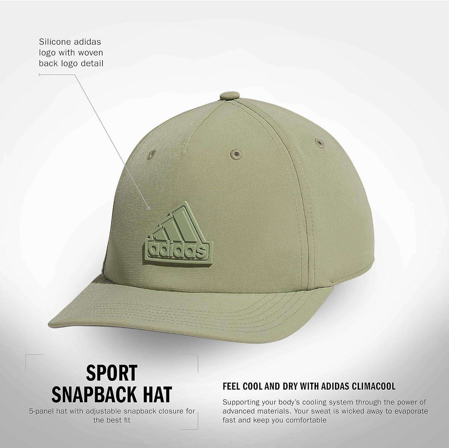 imageadidas Mens Sport 5Panel High Crown Structured Snapback Adjustable Fit CapTent Green