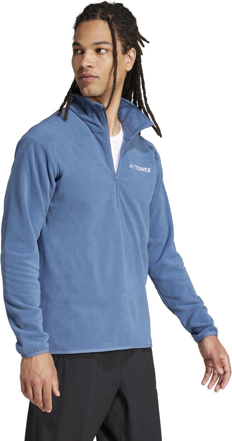 imageadidas Mens Terrex Multi Essentials HalfZip Fleece Hiking JacketWonder Steel