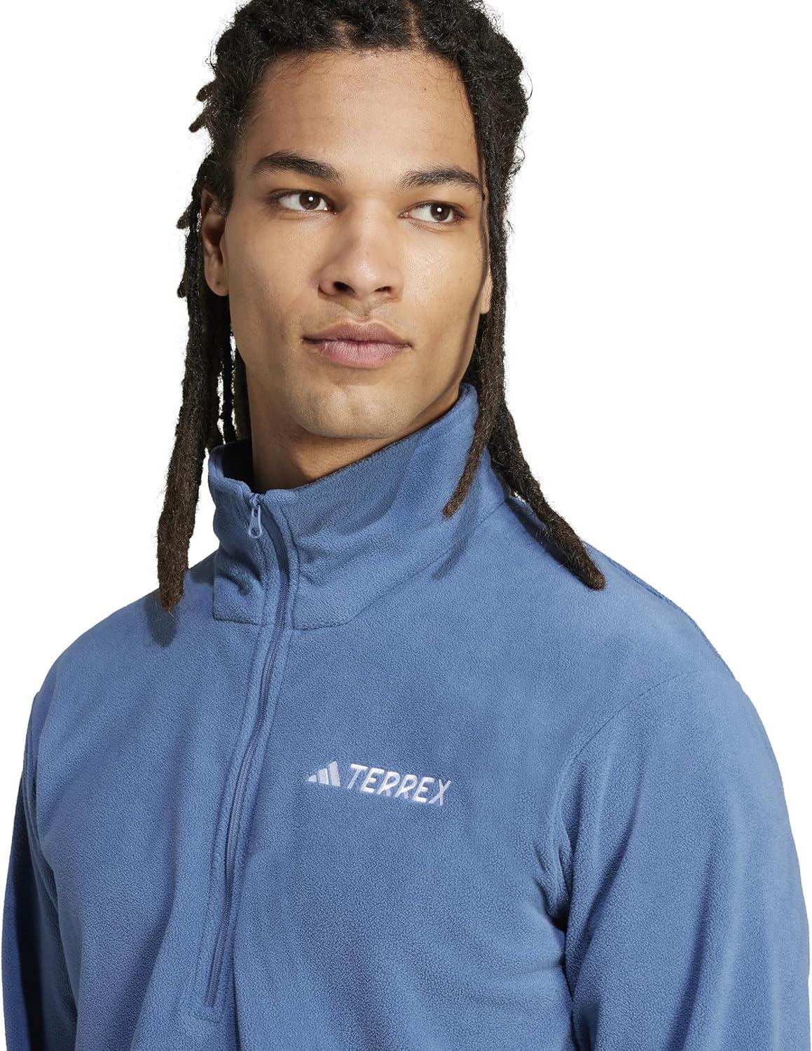 imageadidas Mens Terrex Multi Essentials HalfZip Fleece Hiking JacketWonder Steel