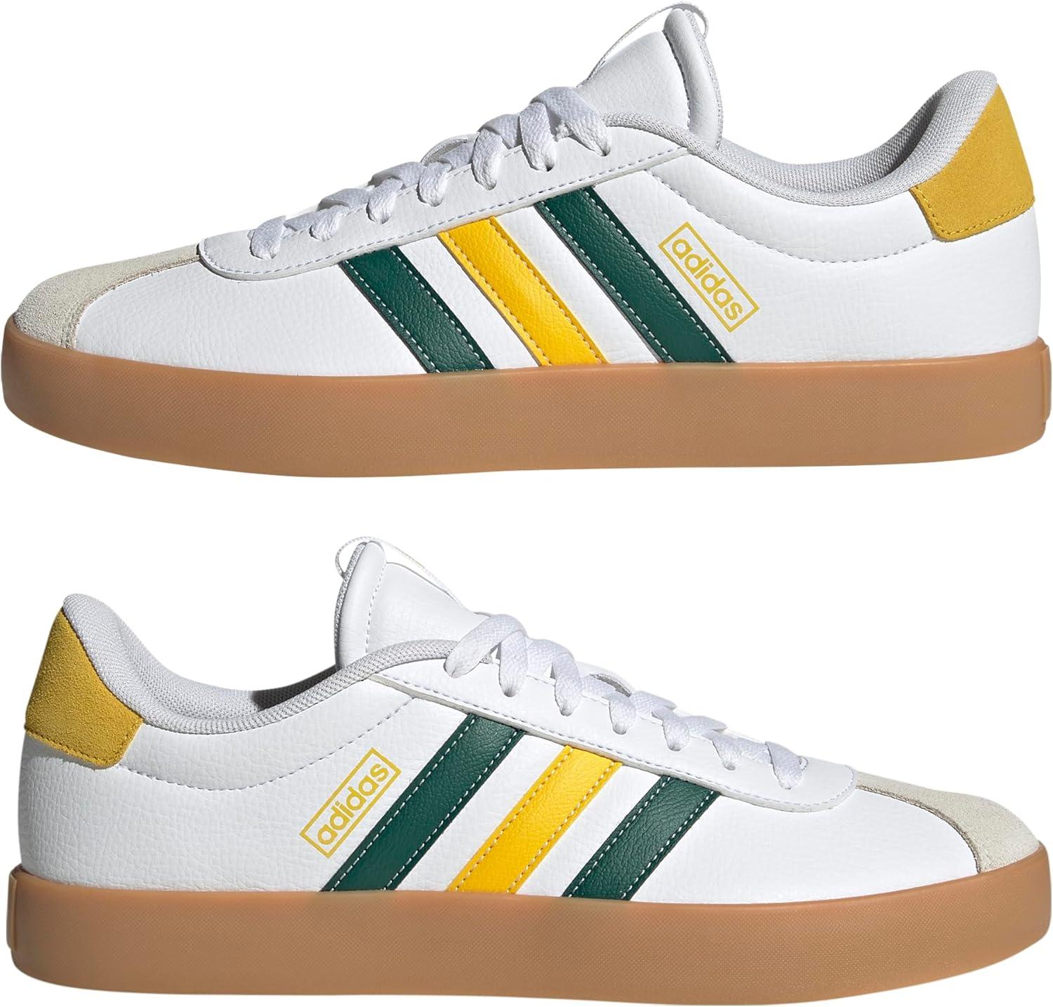 imageadidas Mens VL Court 30 ShoeWhiteCollegiate GreenUtility Yellow