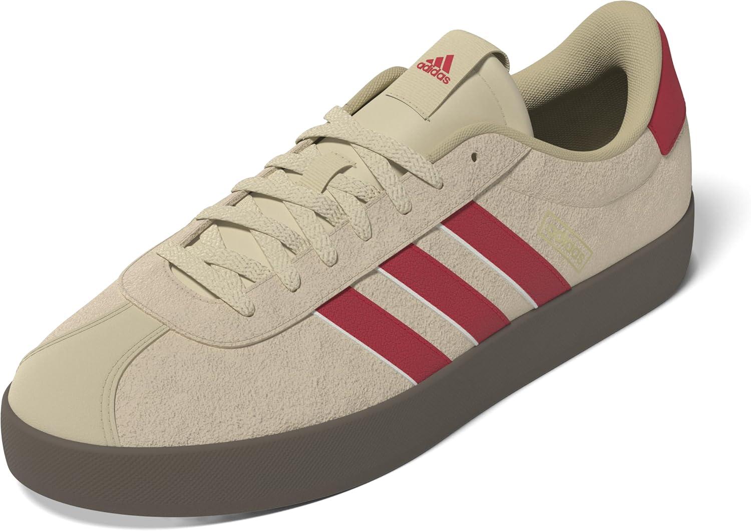 imageadidas Mens VL Court 30 ShoeWonder BeigeBetter ScarletWhite