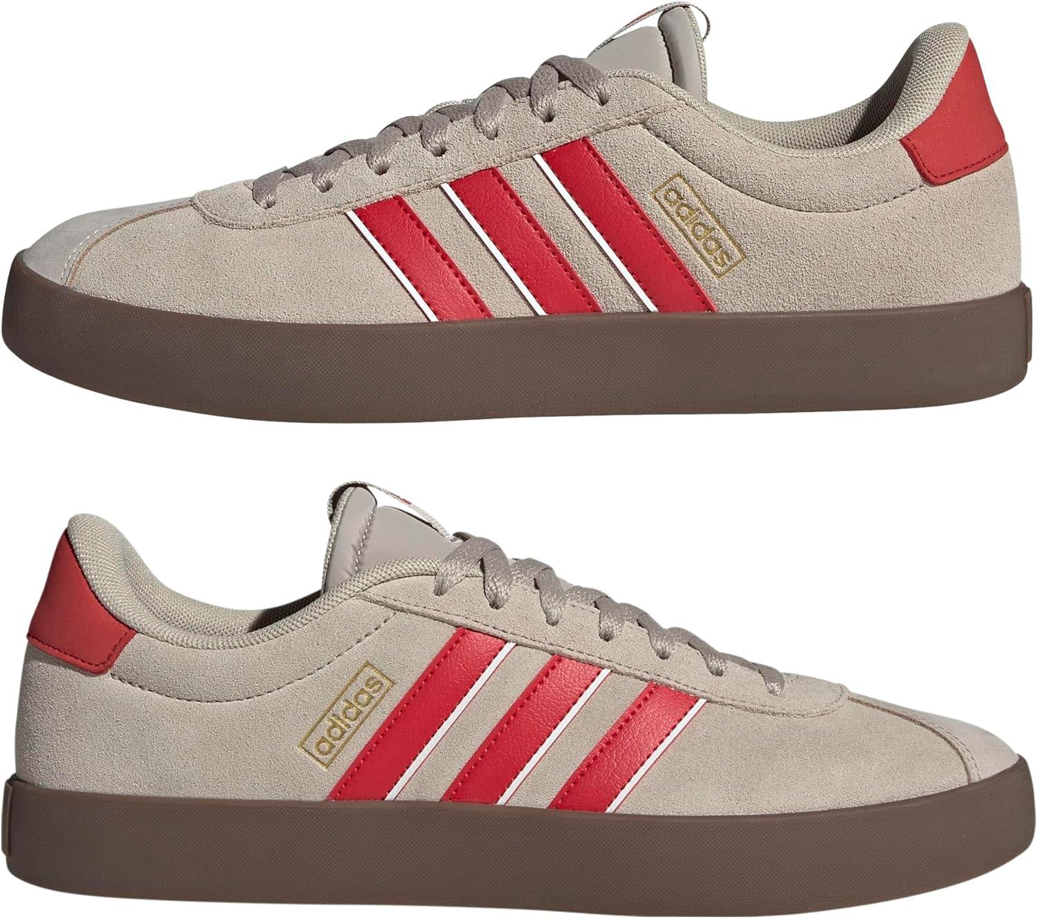 imageadidas Mens VL Court 30 ShoeWonder BeigeBetter ScarletWhite
