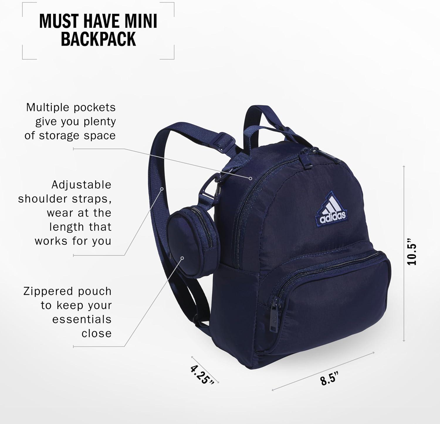 imageadidas Mini Backpack for Women Small Bag for Travel Gym Festival ampamp More BlackWhite One SizeDark Blue