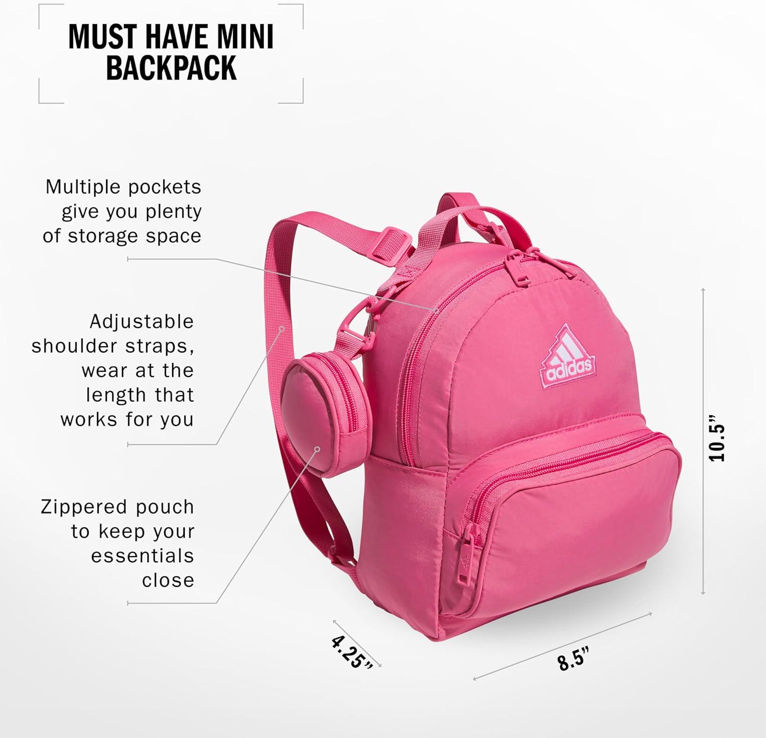 imageadidas Mini Backpack for Women Small Bag for Travel Gym Festival ampamp More BlackWhite One SizePink Fusion