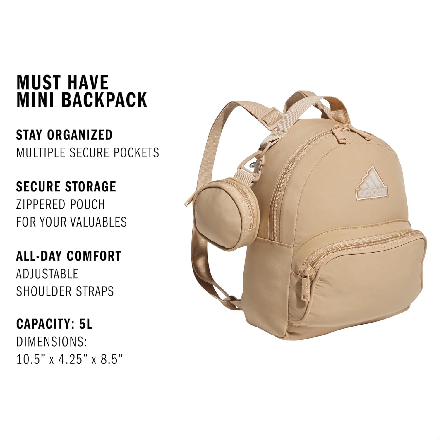 imageadidas Mini Backpack for Women Small Bag for Travel Gym Festival ampamp More BlackWhite One SizeWarm Sandstone BeigeWonder Alumina Grey