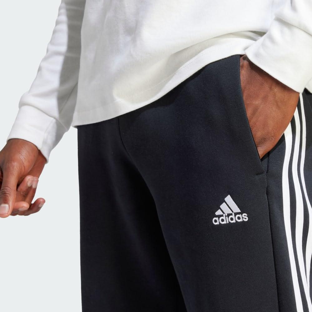 imageadidas Originals Mens Essentials 3Stripes Fleece Open Hem PantsBlack