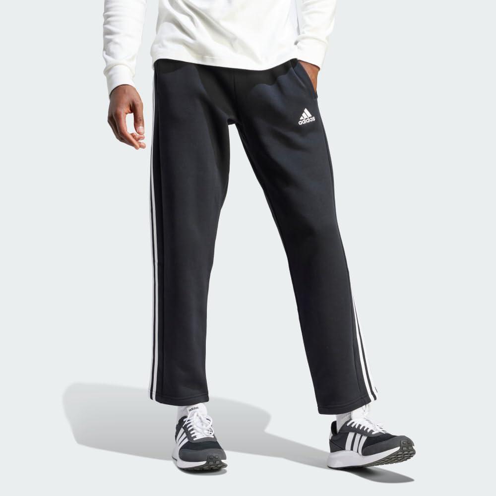 imageadidas Originals Mens Essentials 3Stripes Fleece Open Hem PantsBlack