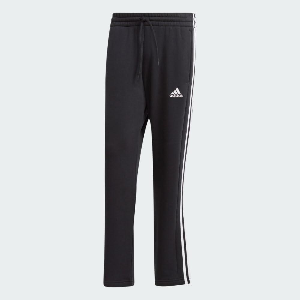 imageadidas Originals Mens Essentials 3Stripes Fleece Open Hem PantsBlack