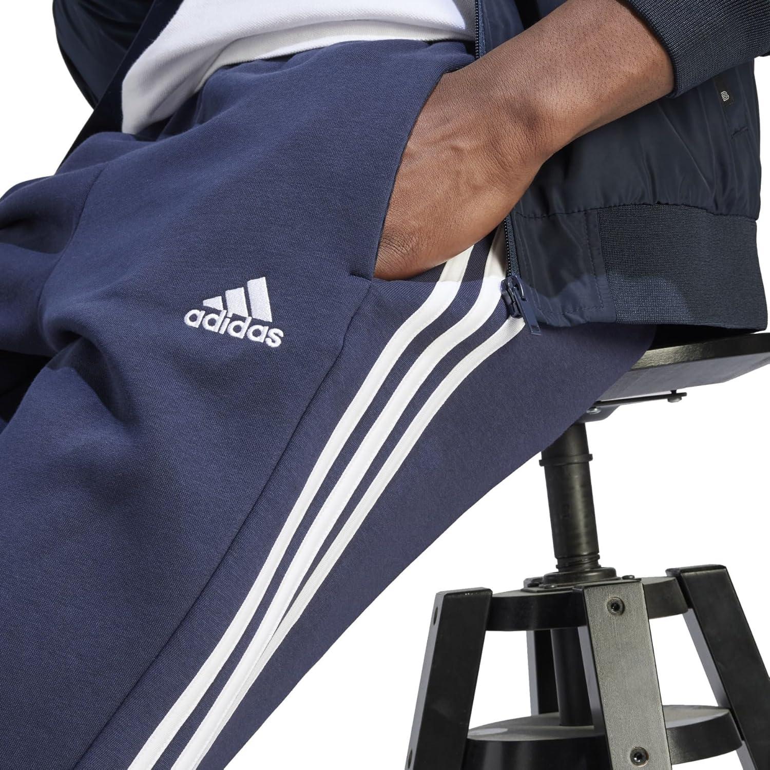 imageadidas Originals Mens Essentials 3Stripes Fleece Open Hem PantsInk
