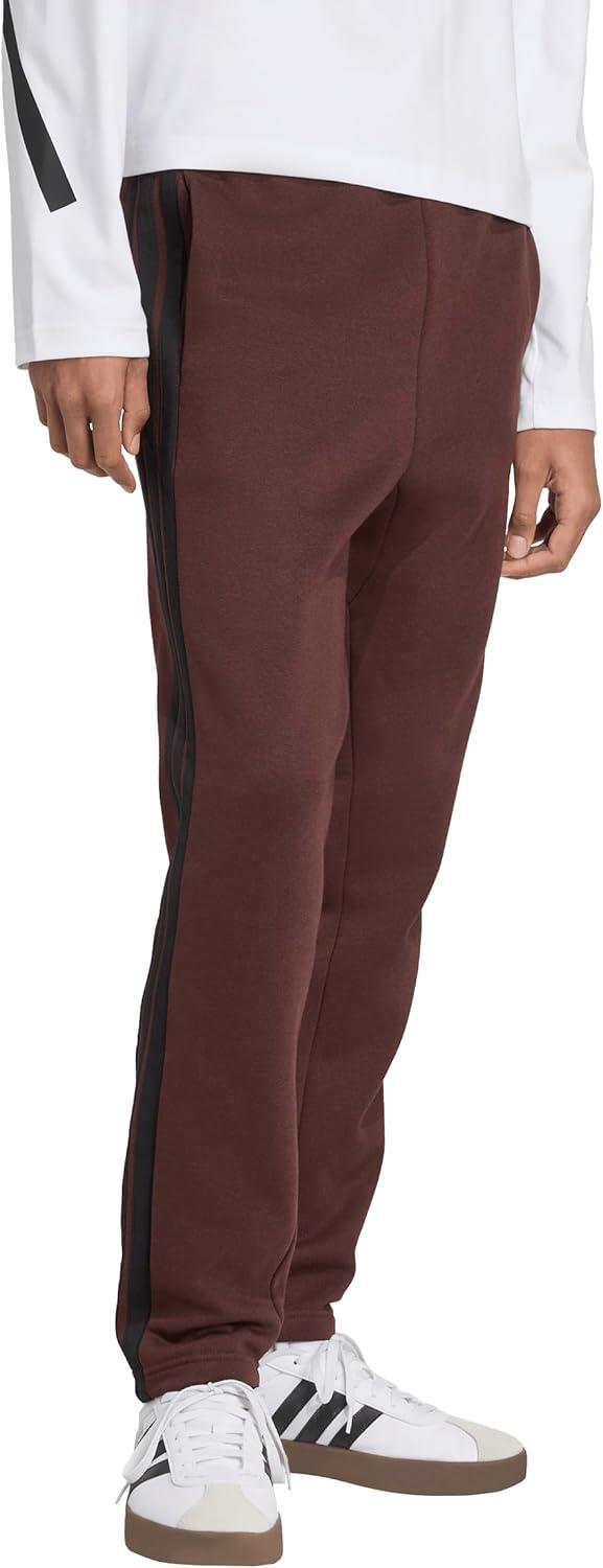 imageadidas Originals Mens Essentials 3Stripes Fleece Open Hem PantsShadow BrownBlack