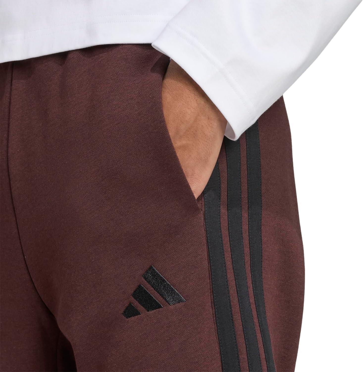 imageadidas Originals Mens Essentials 3Stripes Fleece Open Hem PantsShadow BrownBlack
