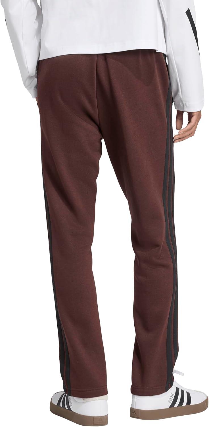 imageadidas Originals Mens Essentials 3Stripes Fleece Open Hem PantsShadow BrownBlack