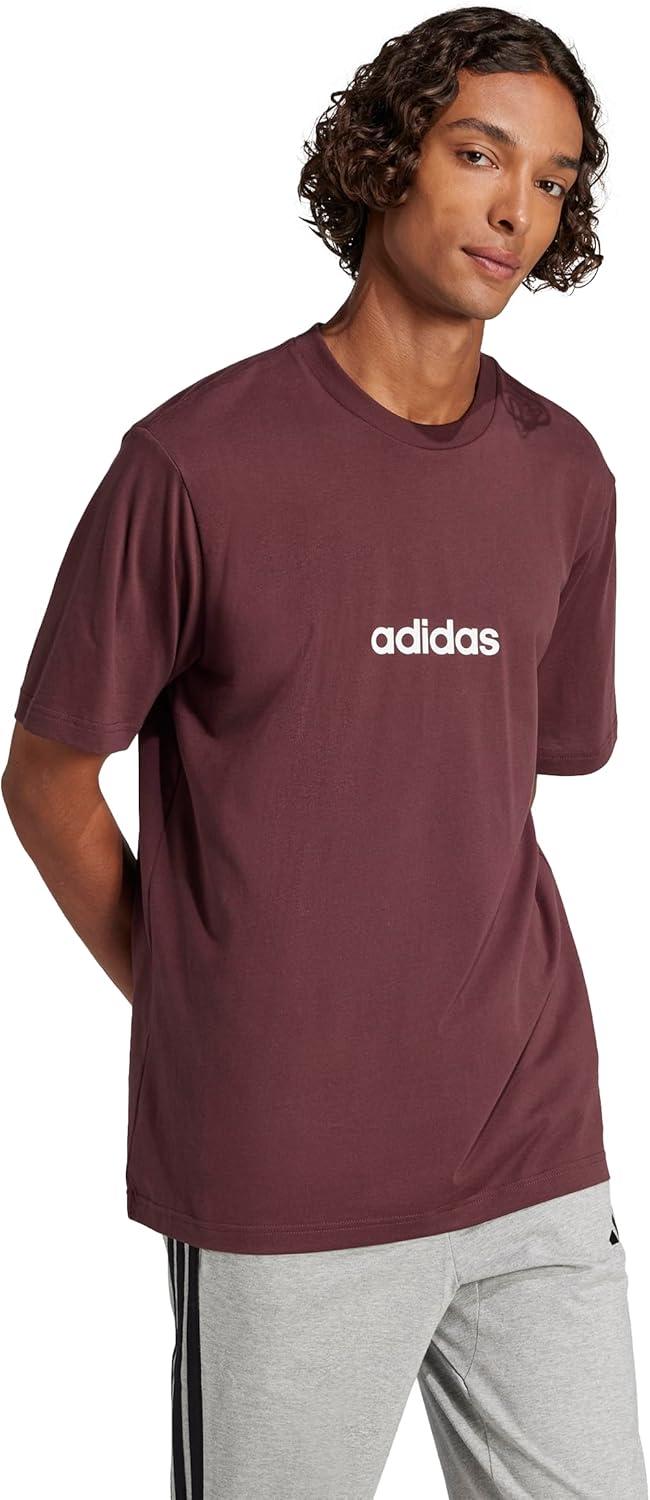 imageadidas Originals Mens Essentials Linear Single Jersey TShirtAurora RubyWhite