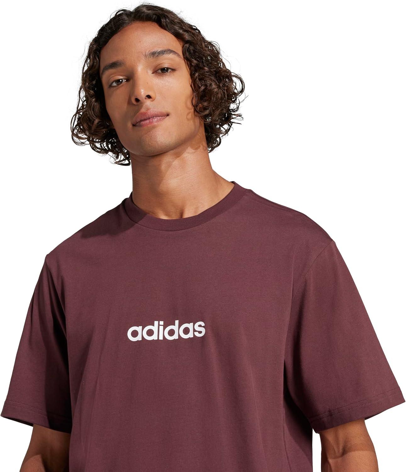 imageadidas Originals Mens Essentials Linear Single Jersey TShirtAurora RubyWhite