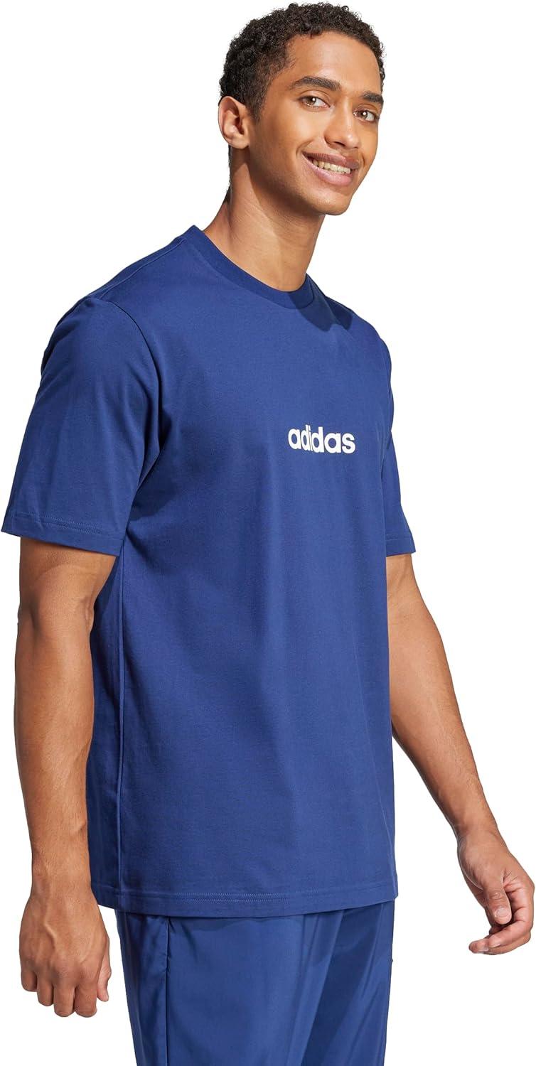 imageadidas Originals Mens Essentials Linear Single Jersey TShirtDark BlueWhite