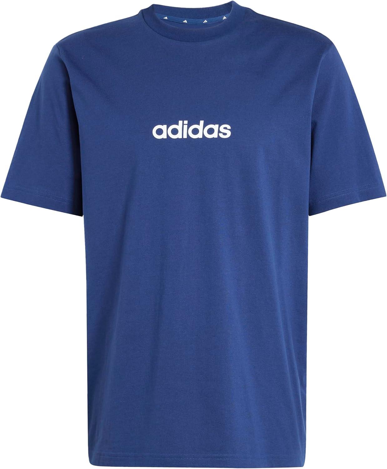 imageadidas Originals Mens Essentials Linear Single Jersey TShirtDark BlueWhite