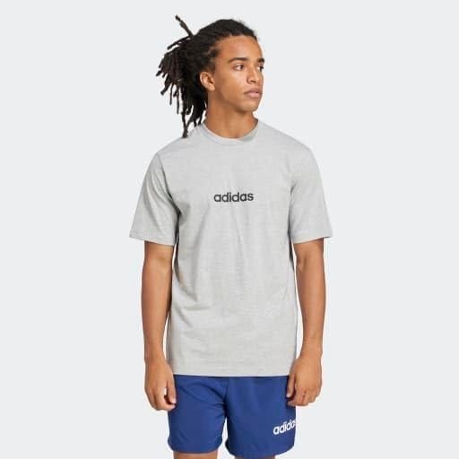 imageadidas Originals Mens Essentials Linear Single Jersey TShirtGrey HeatherBlack