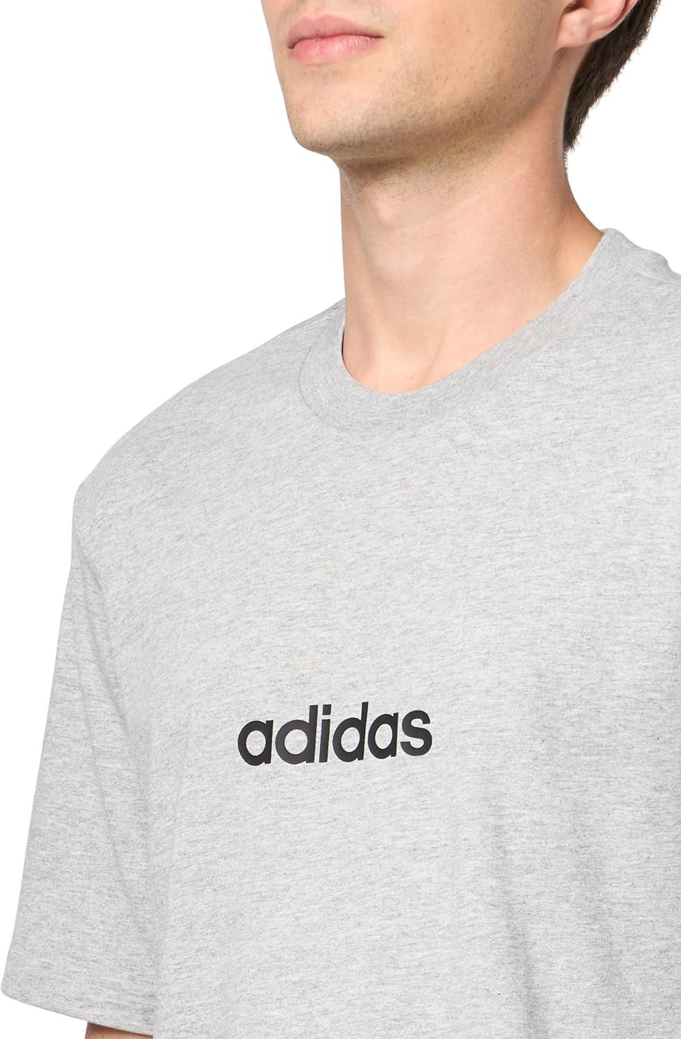 imageadidas Originals Mens Essentials Linear Single Jersey TShirtGrey HeatherBlack
