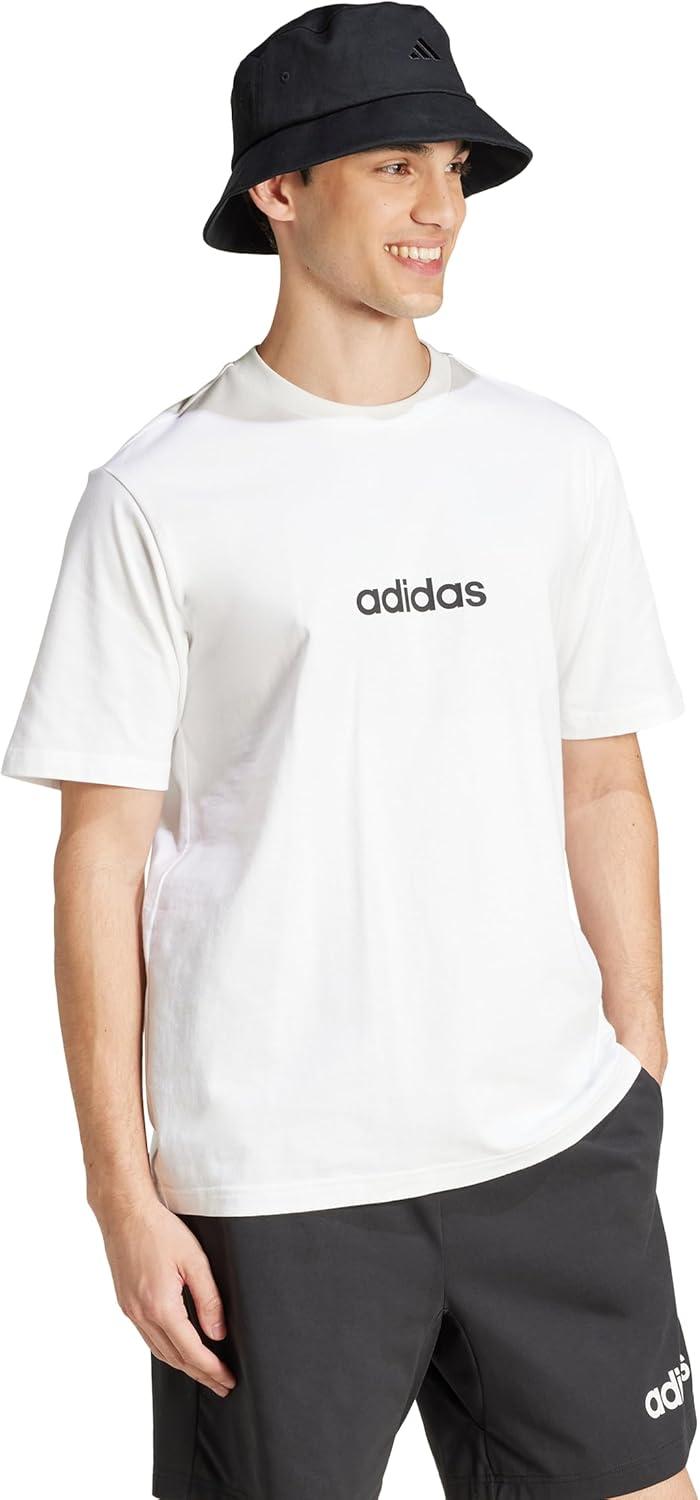 imageadidas Originals Mens Essentials Linear Single Jersey TShirtWhiteBlack