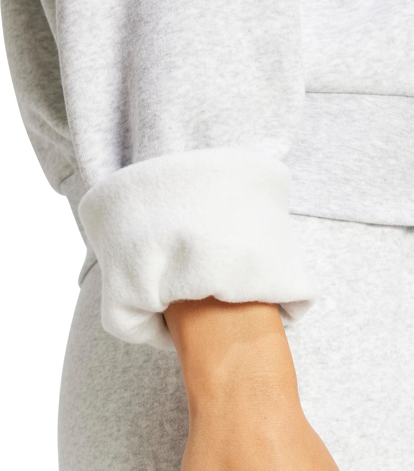 imageadidas Originals Womens Essentials Small Logo Feel Cozy SweatshirtLight Grey HeatherWhite