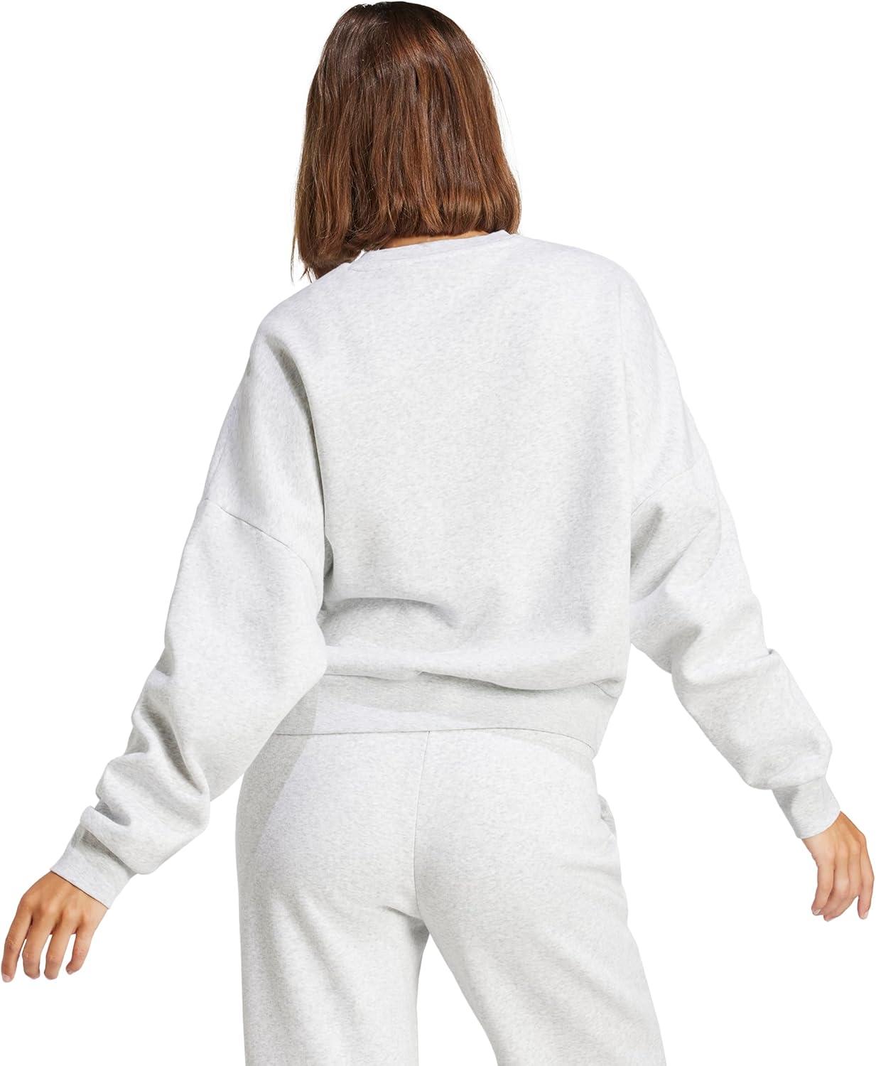 imageadidas Originals Womens Essentials Small Logo Feel Cozy SweatshirtLight Grey HeatherWhite