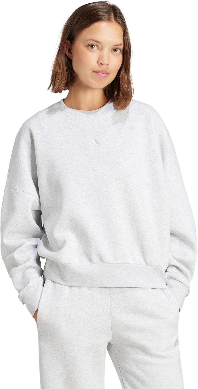 imageadidas Originals Womens Essentials Small Logo Feel Cozy SweatshirtLight Grey HeatherWhite